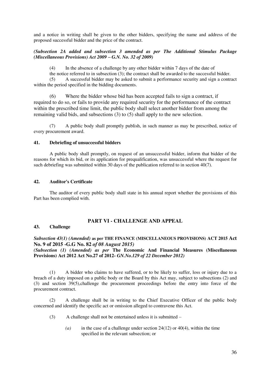 Public Procurement Act 2006-Amended as per Government Gazette No. 100 of 3 November 2018