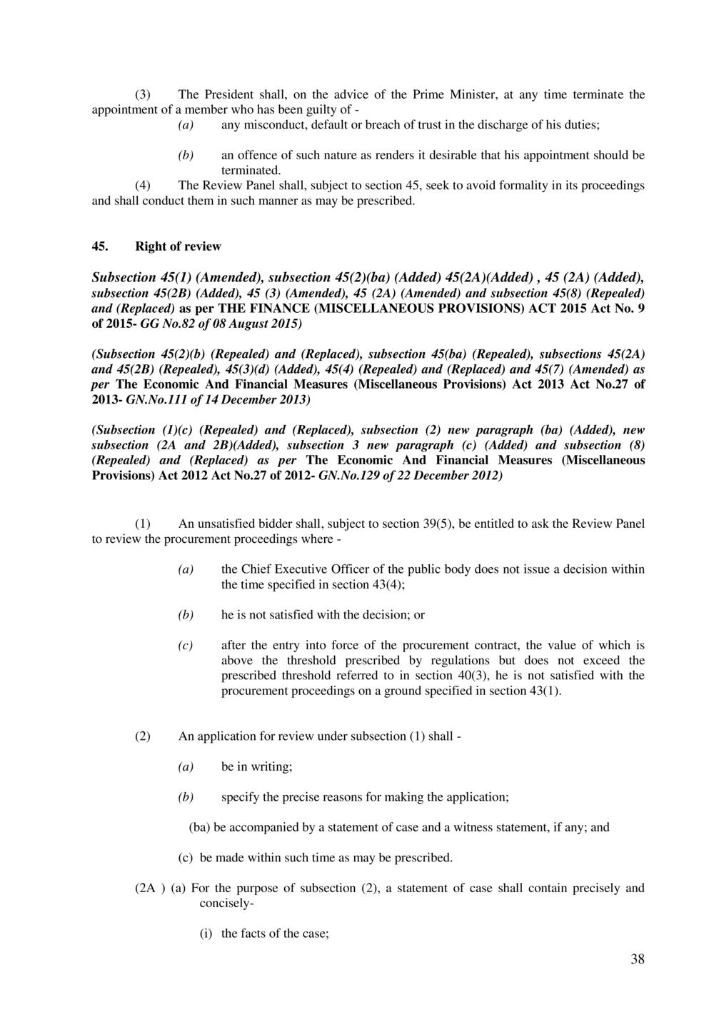 Public Procurement Act 2006-Amended as per Government Gazette No. 100 of 3 November 2018