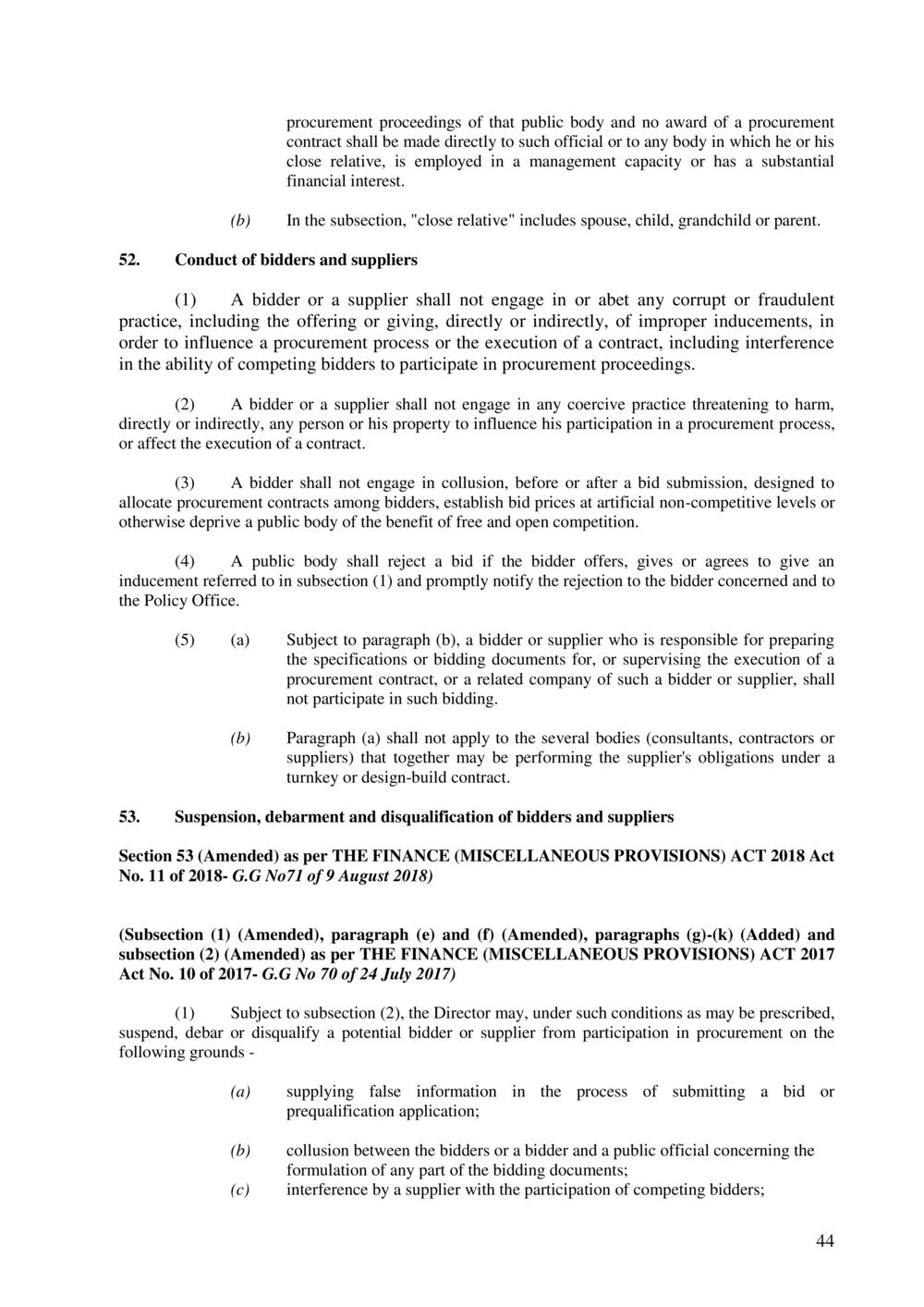 Public Procurement Act 2006-Amended as per Government Gazette No. 100 of 3 November 2018