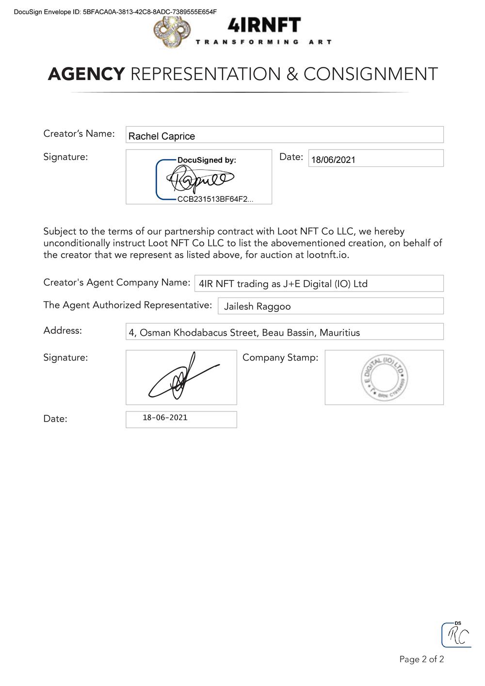 Certificate of Authenticity and Consignment-The Bitcoin Theory