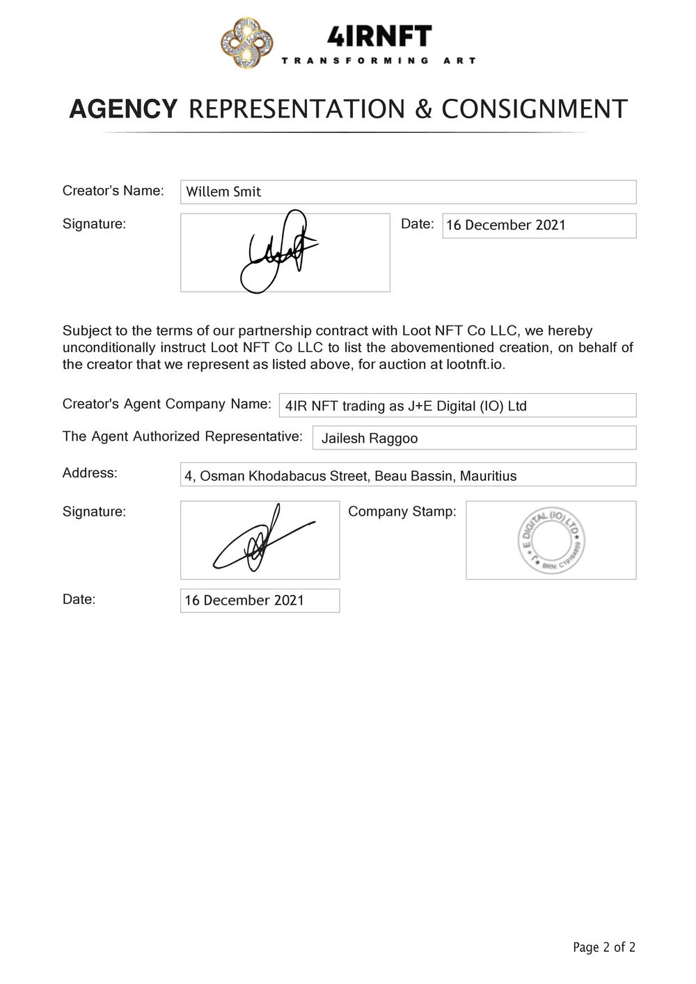 Certificate of Authenticity and Consignment - 3 Musical Instruments