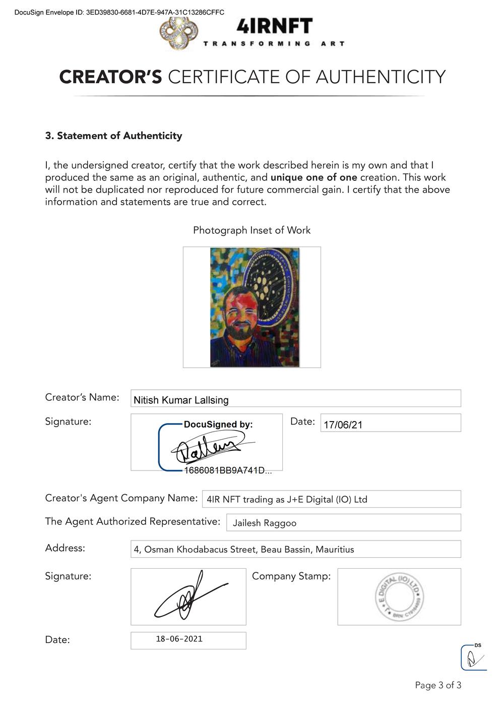 Certificate of Authenticity and Consignment_4IR_Hoskinson