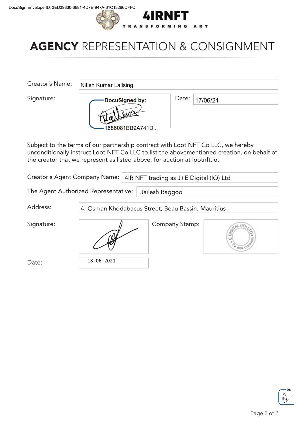 Certificate of Authenticity and Consignment_4IR_Hoskinson