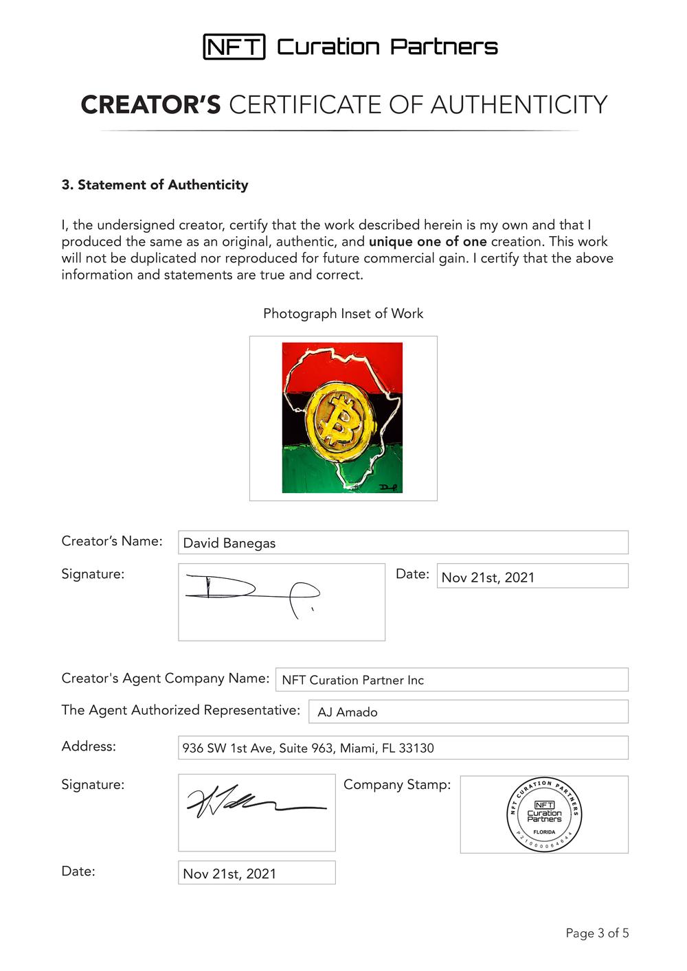 Certificate of Authenticity and Consignment - Africa Bitcoin