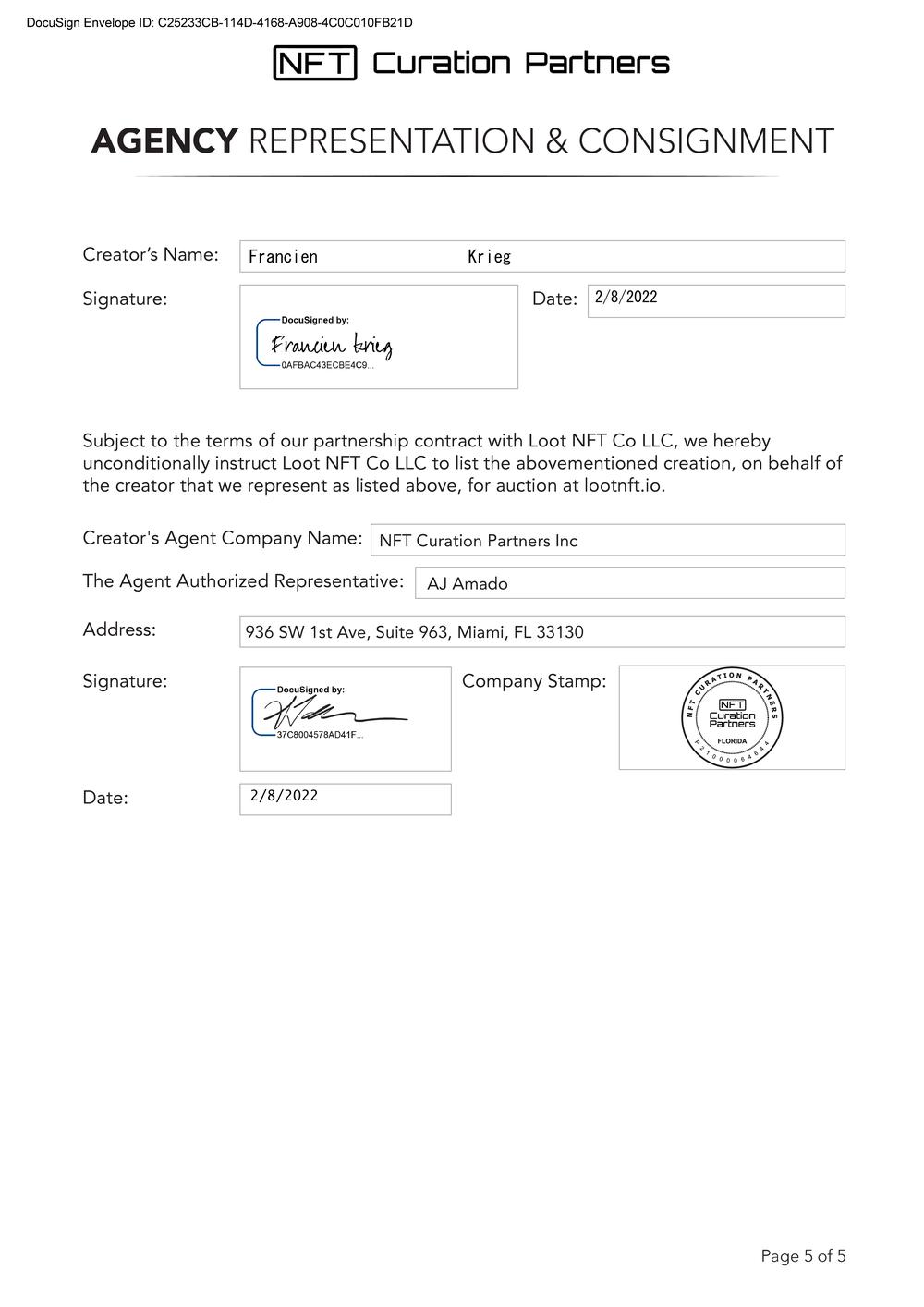 Certificate of Authenticity and Consignment - After The Battle