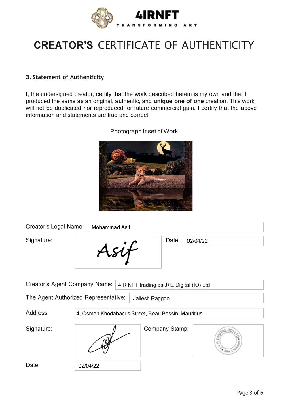 Certificate of Authenticity and Consignment - Al Ruyais