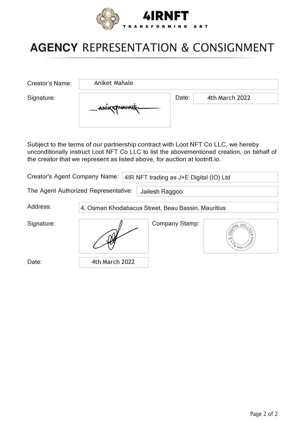 Certificate of Authenticity and Consignment - Ancient Architecture