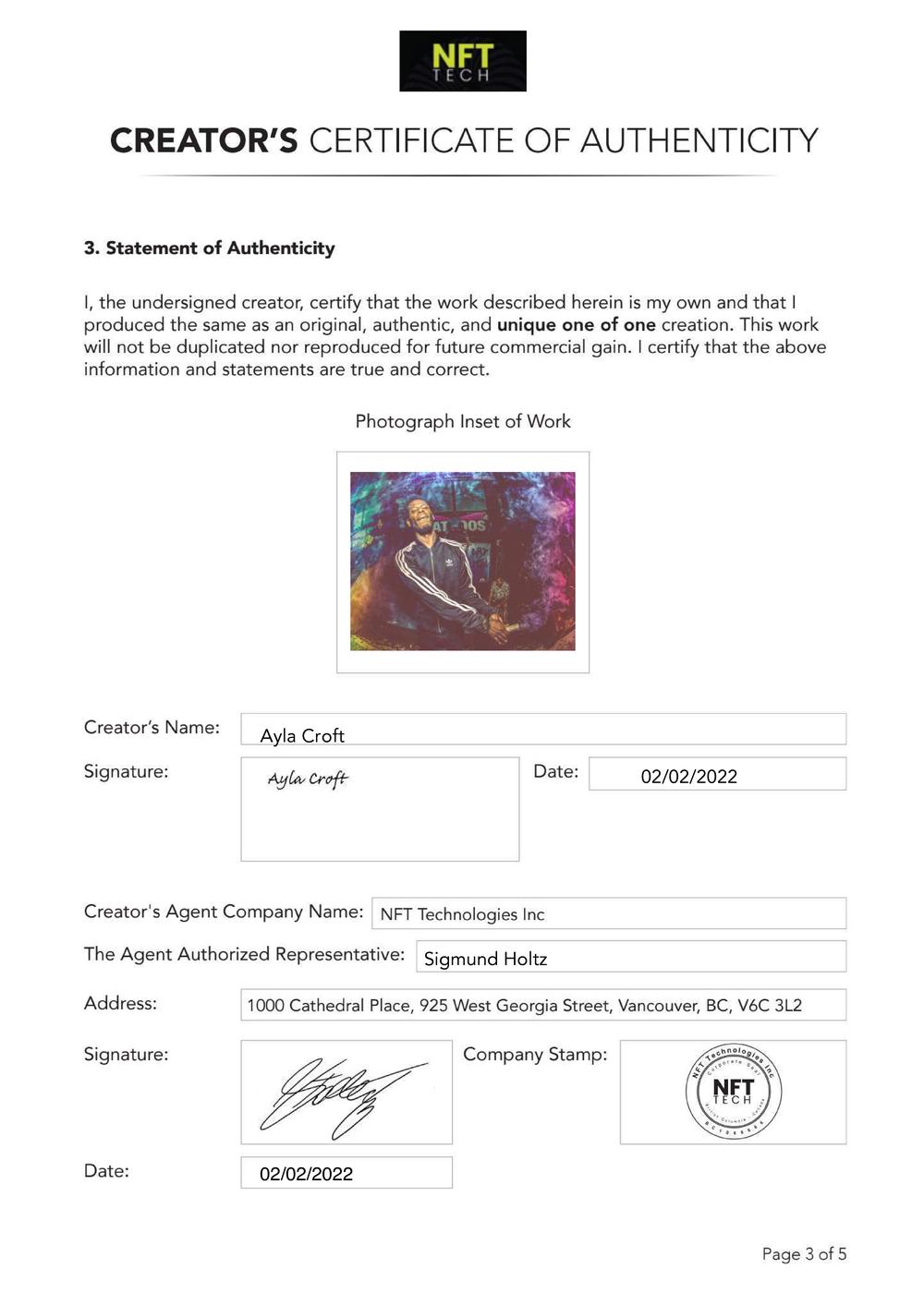 Certificate of Authenticity and Consignment - Art 2 Ink