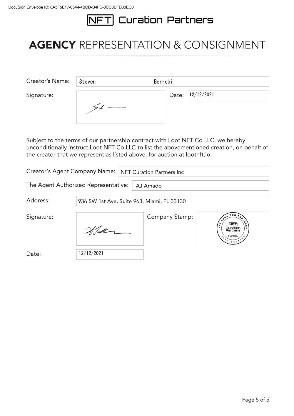 Certificate of Authenticity and Consignment - Big Shot - Magazine Misfits