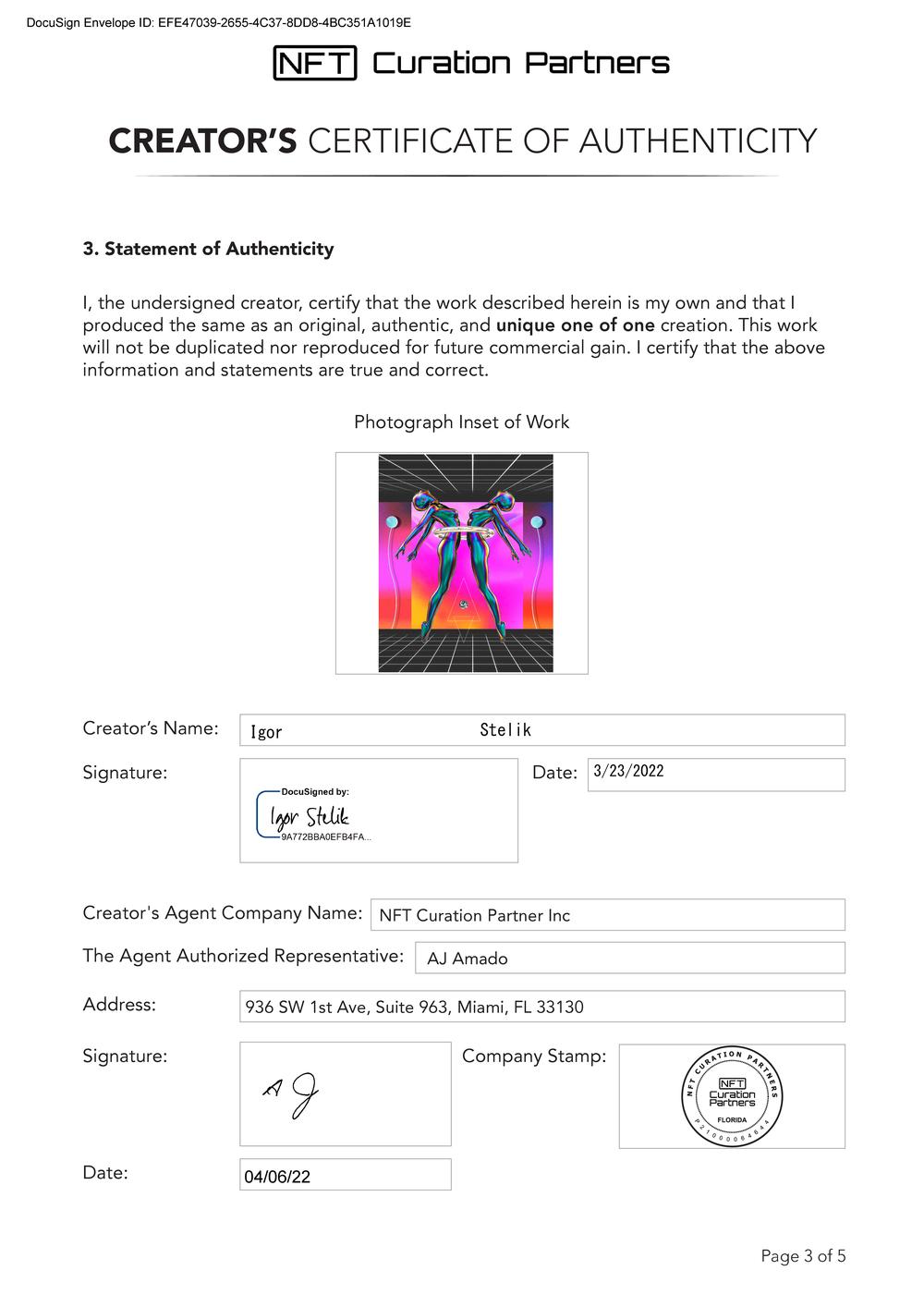 Certificate of Authenticity and Consignment - Digital Vibes