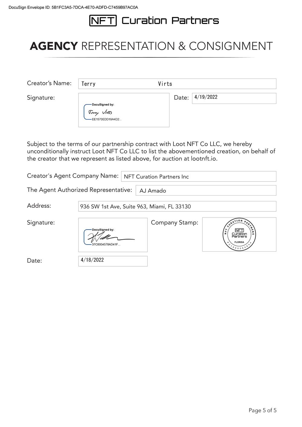 Certificate of Authenticity and Consignment - Home