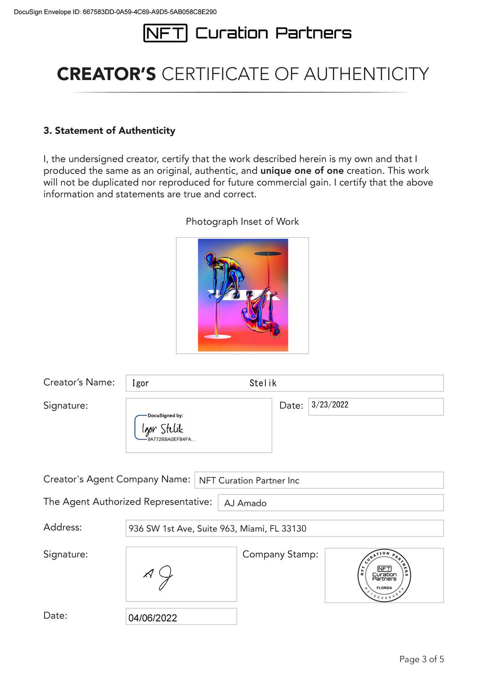 Certificate of Authenticity and Consignment - Inside out