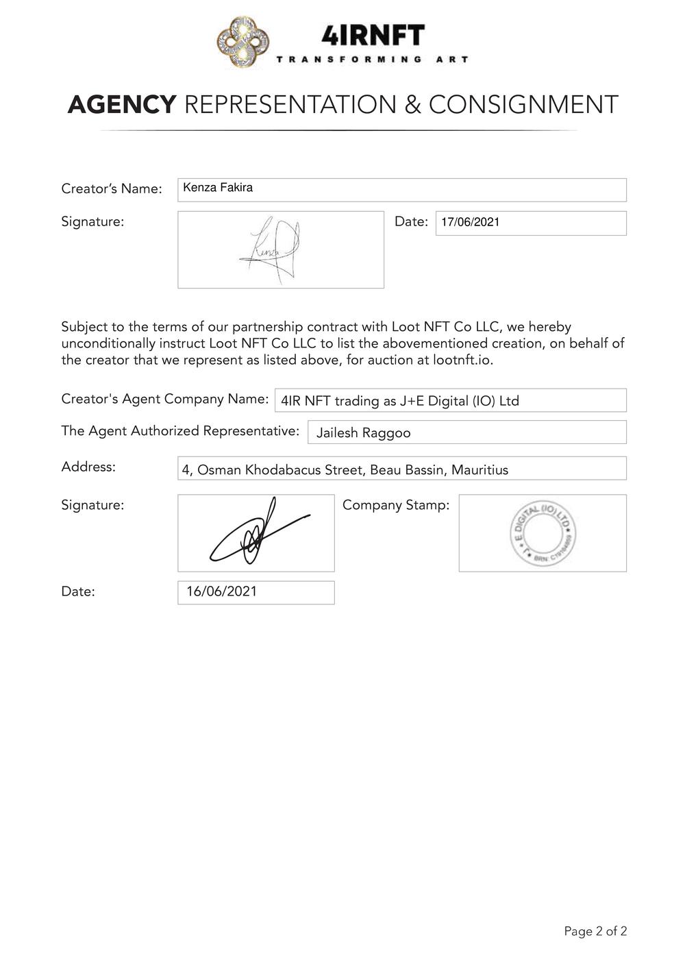 Certificate of Authenticity and Consignment_Kenza_Fakira_Dyspnea