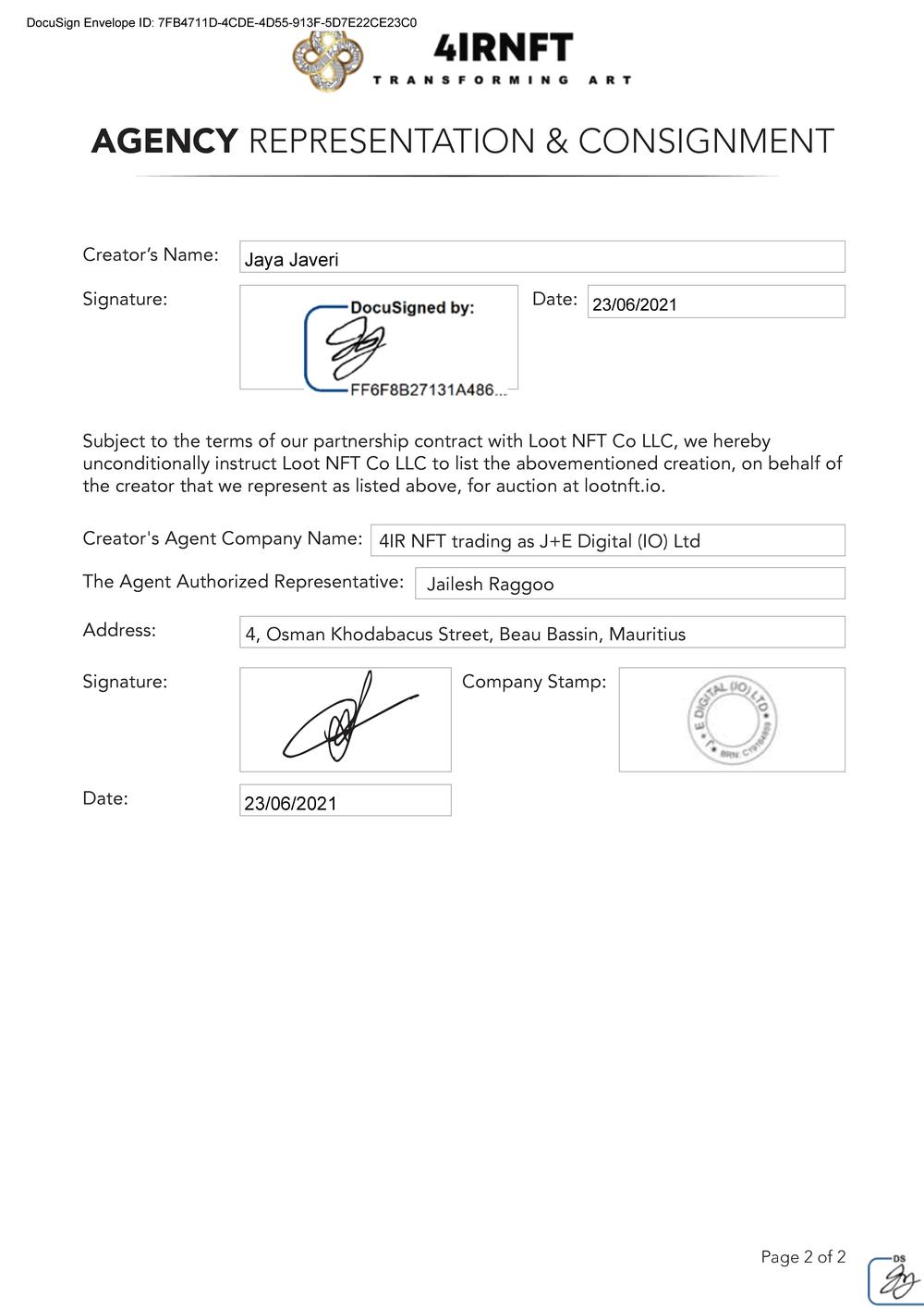 Certificate of Authenticity and Consignment Light