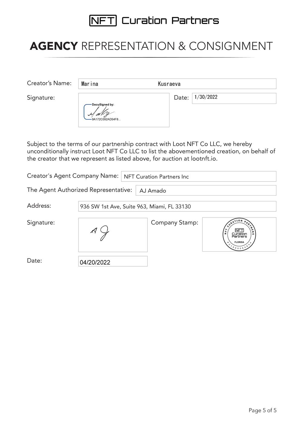 Certificate of Authenticity and Consignment - Meta Myliobatoidei