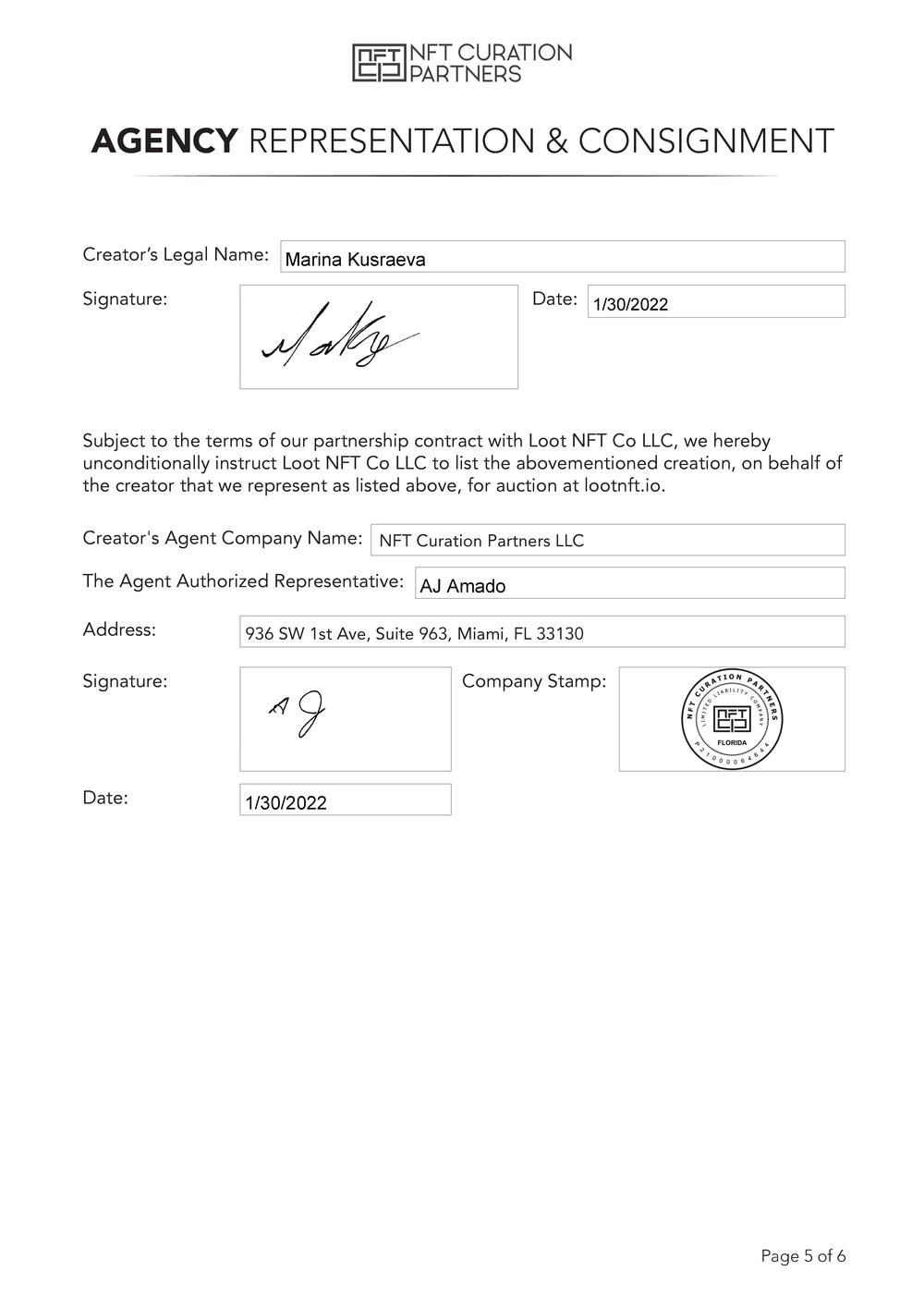 Certificate of Authenticity and Consignment - Meta Selachimorpha