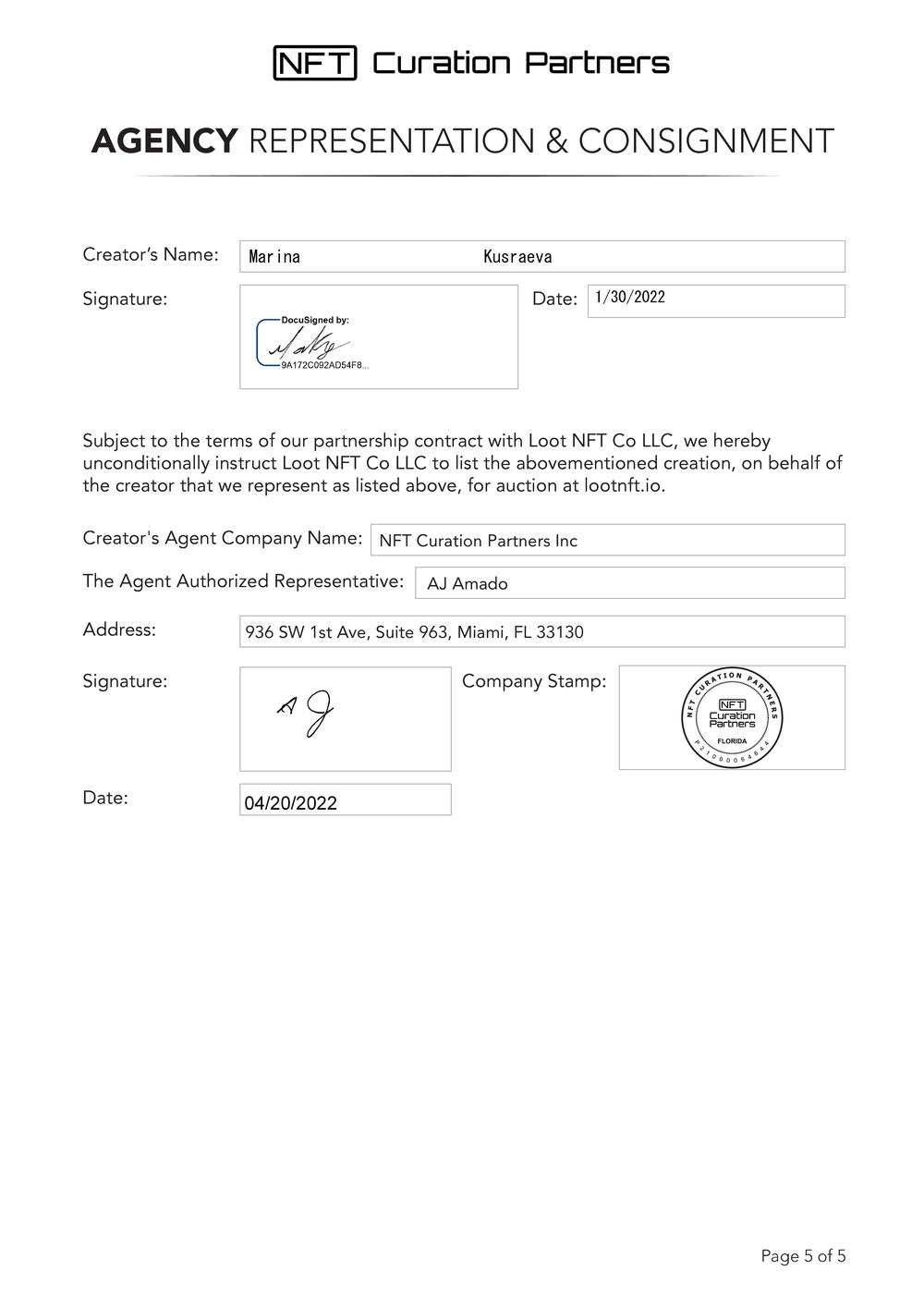 Certificate of Authenticity and Consignment - Meta Testudines