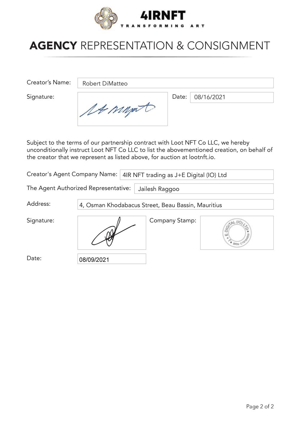 Certificate of Authenticity and Consignment - Oxygen - 1