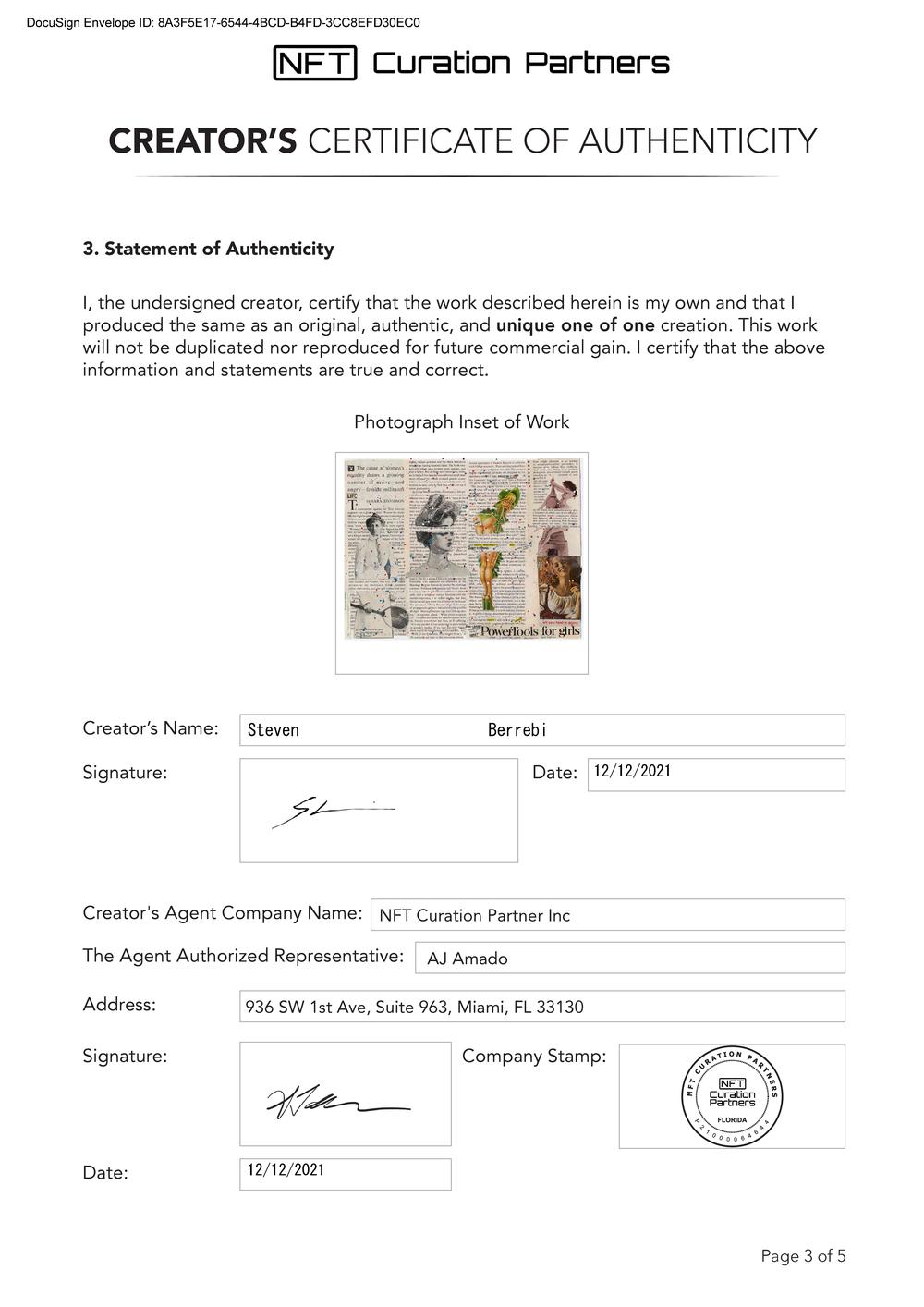 Certificate of Authenticity and Consignment - Powertools for Girls