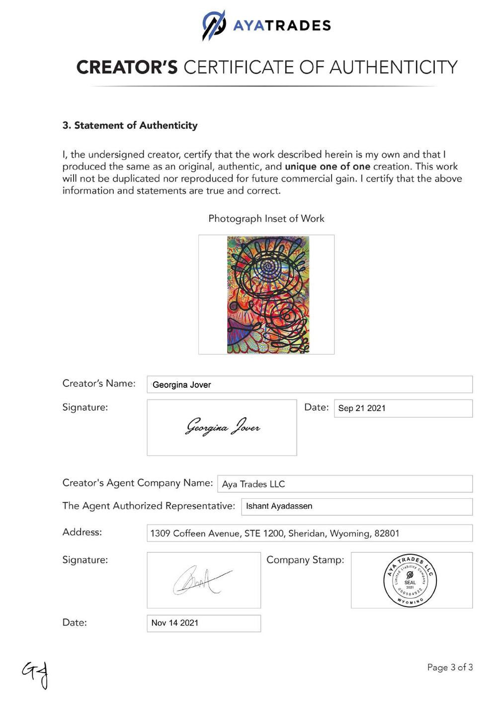 Certificate of Authenticity and Consignment - Redundancy