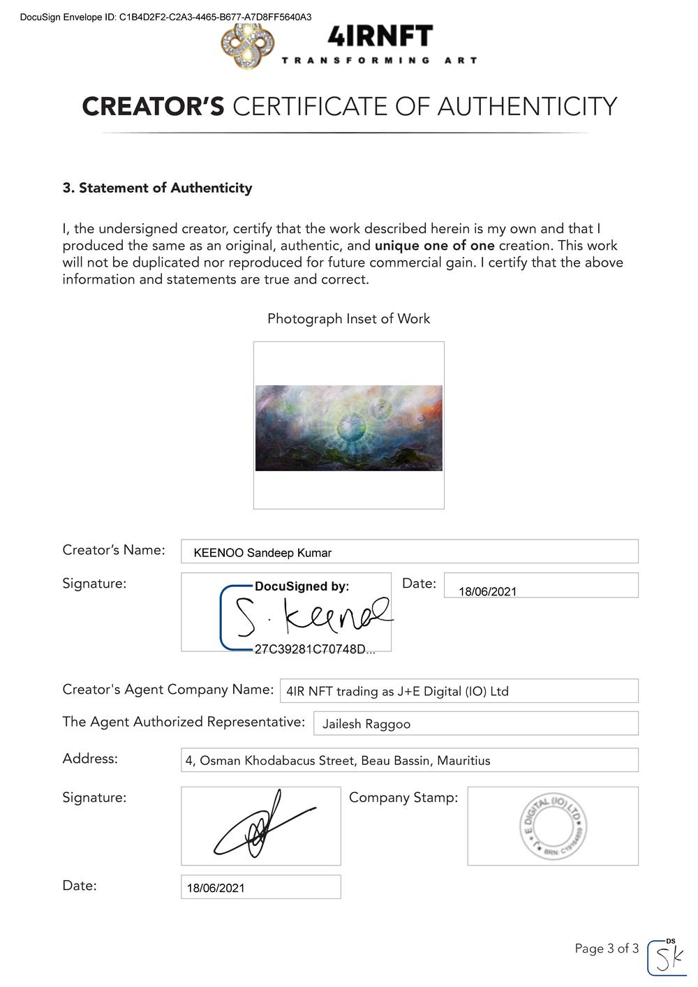 Certificate of Authenticity and Consignment Renaissance