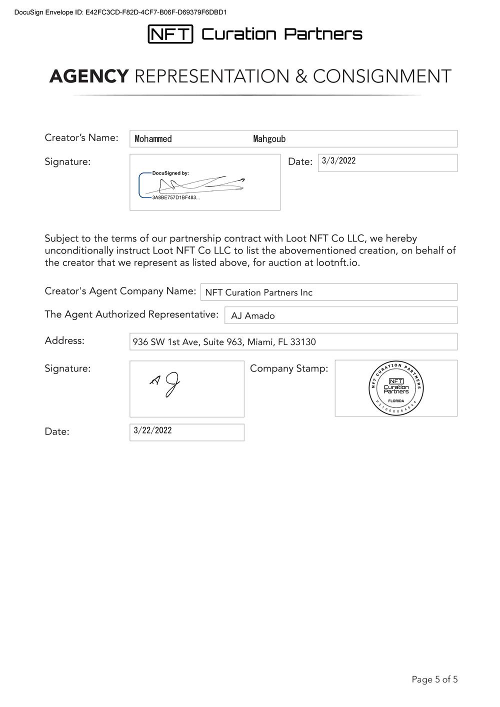 Certificate of Authenticity and Consignment - Sapphire - Mohammed