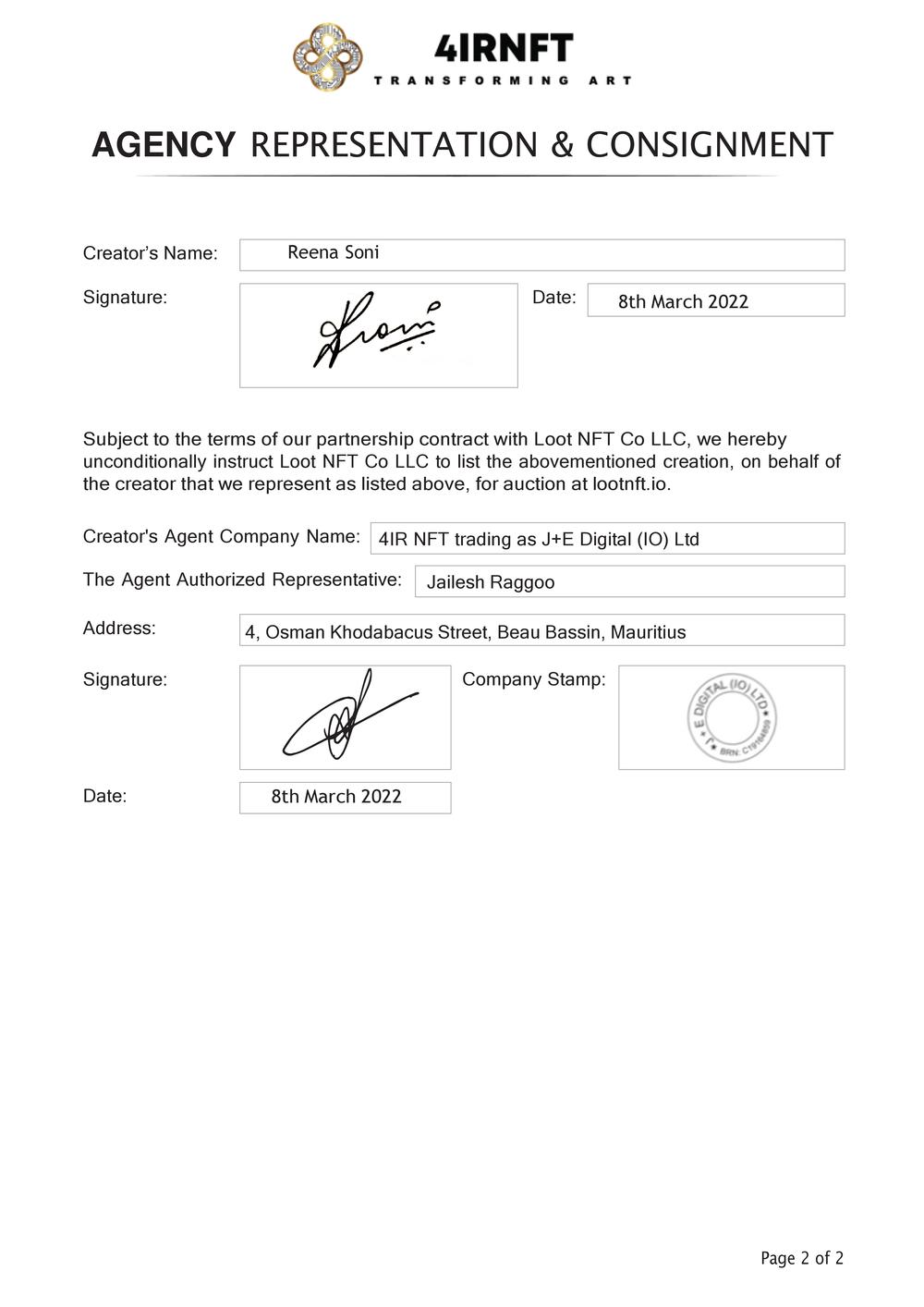 Certificate of Authenticity and Consignment - Scarab