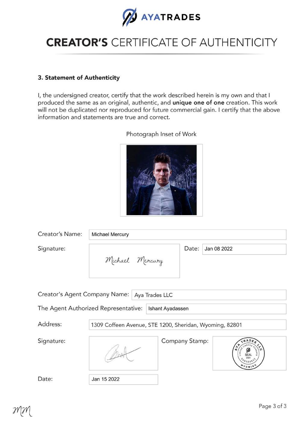 Certificate of Authenticity and Consignment - Secrets