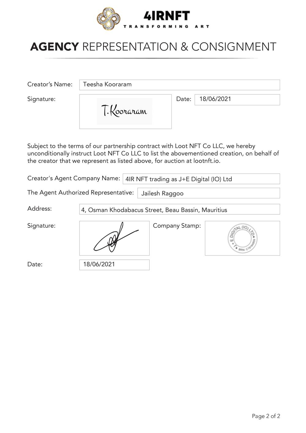 Certificate of Authenticity and Consignment The Apothic