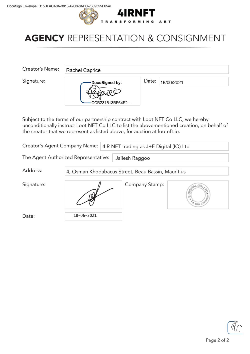 Certificate of Authenticity and Consignment The Bitcoin Theory