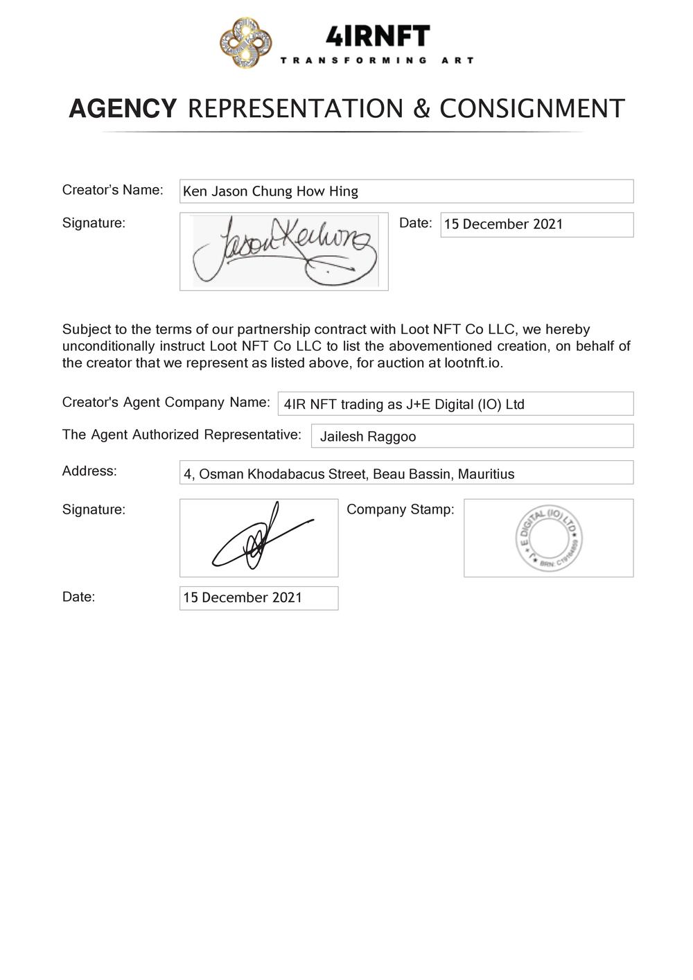 Certificate of Authenticity and Consignment - The Dodoesque