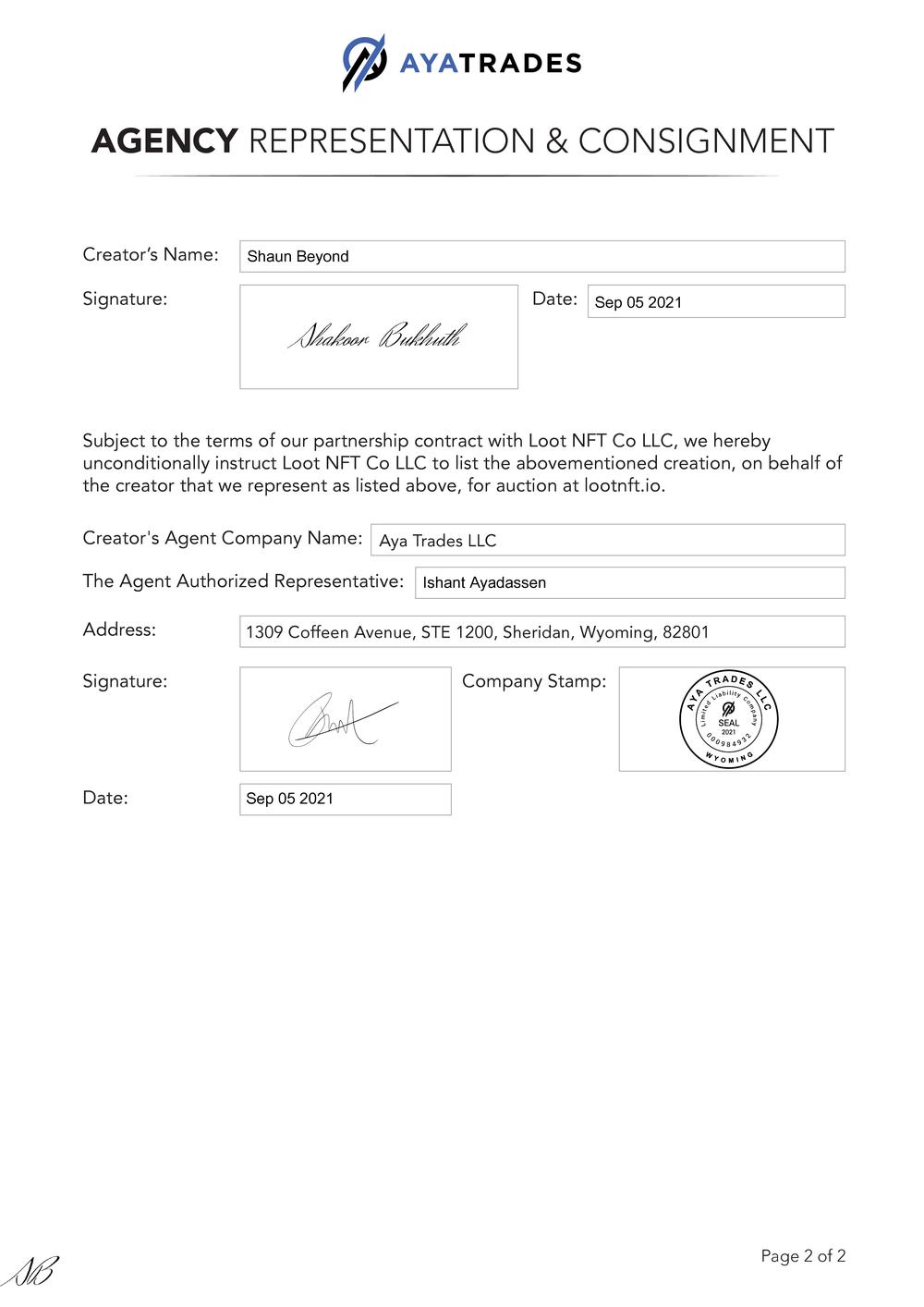 Certificate of Authenticity and Consignment - The Manifestor