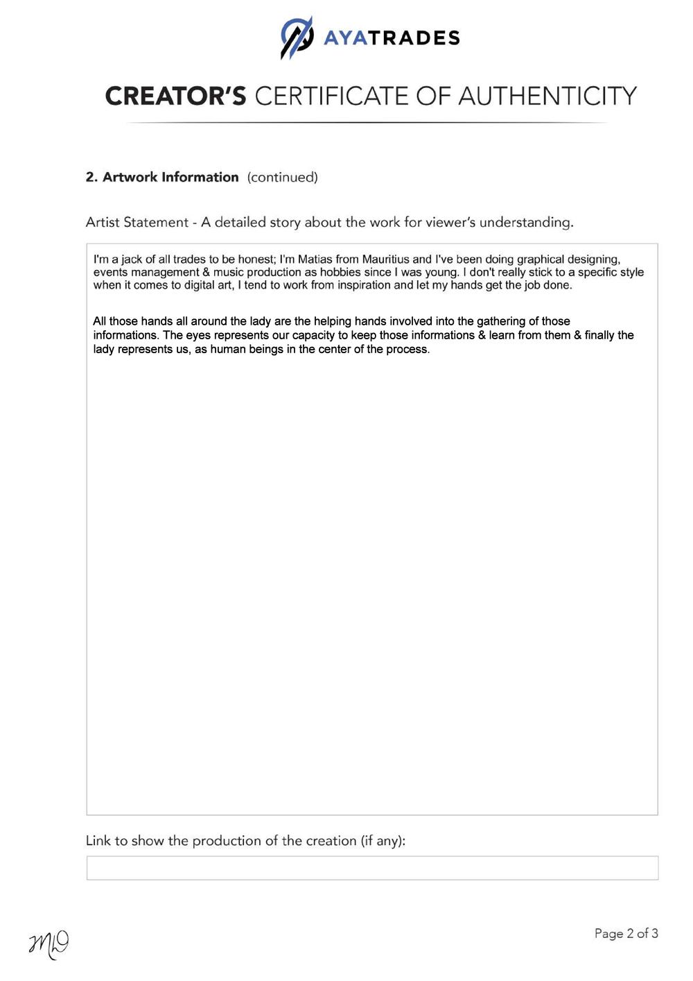 Certificate of Authenticity and Consignment - The Orientalist