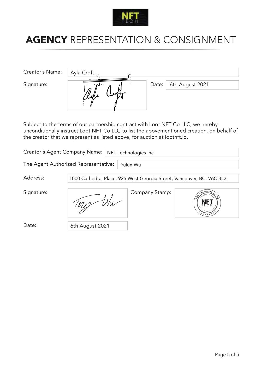 Certificate of Authenticity and Consignment - The Rising