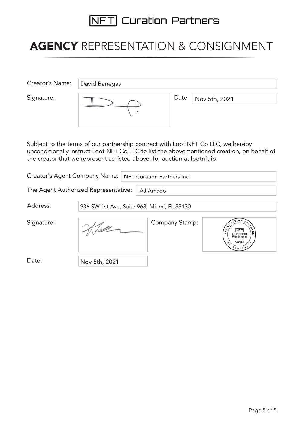 Certificate of Authenticity and Consignment - Venezuela B