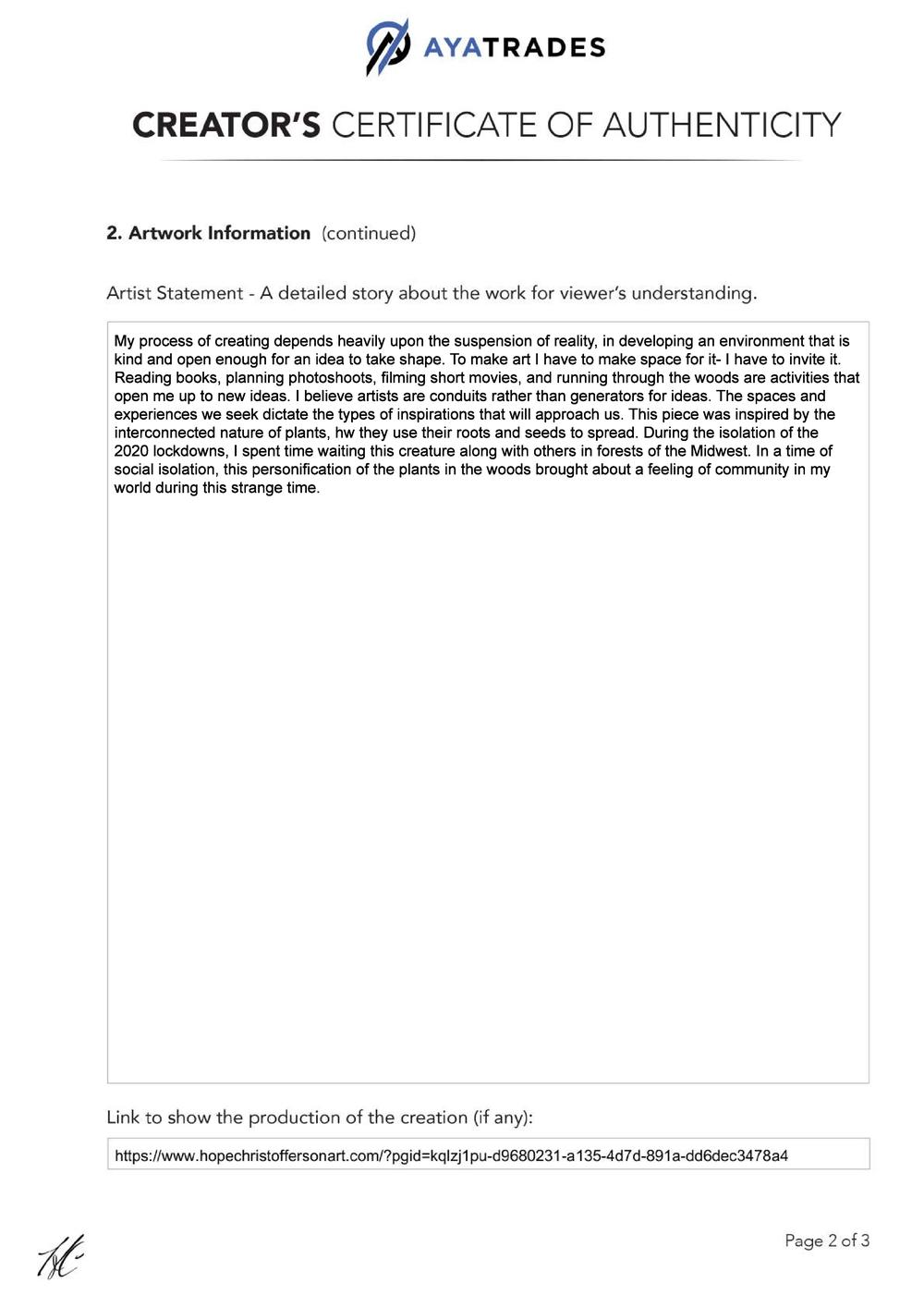 Certificate of Authenticity and Consignment - Viral State