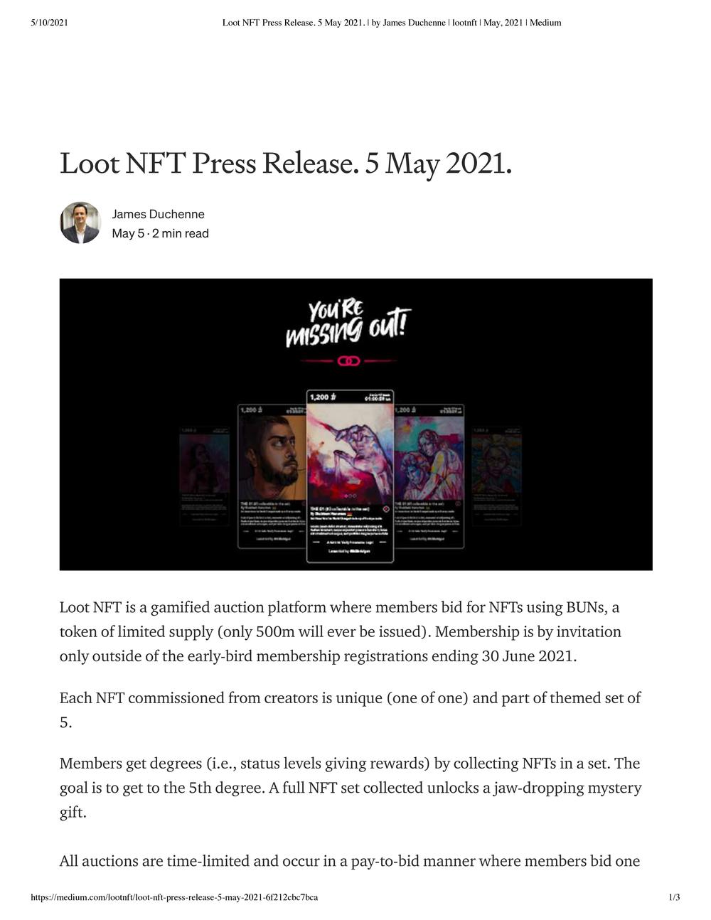 Loot NFT Pre-12 May Articles