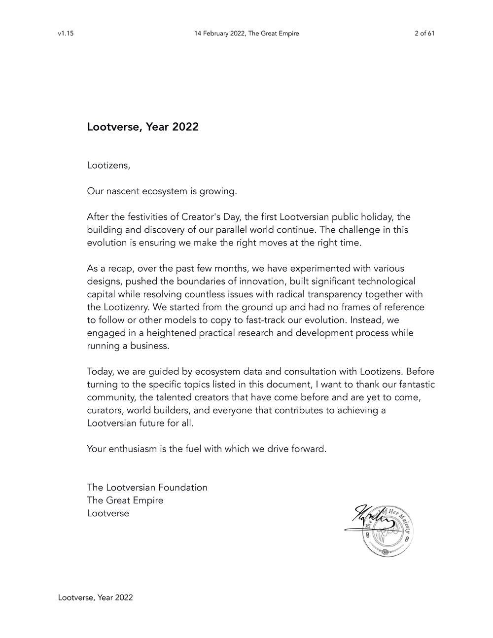 The Lootverse - Consultative Paper 2022