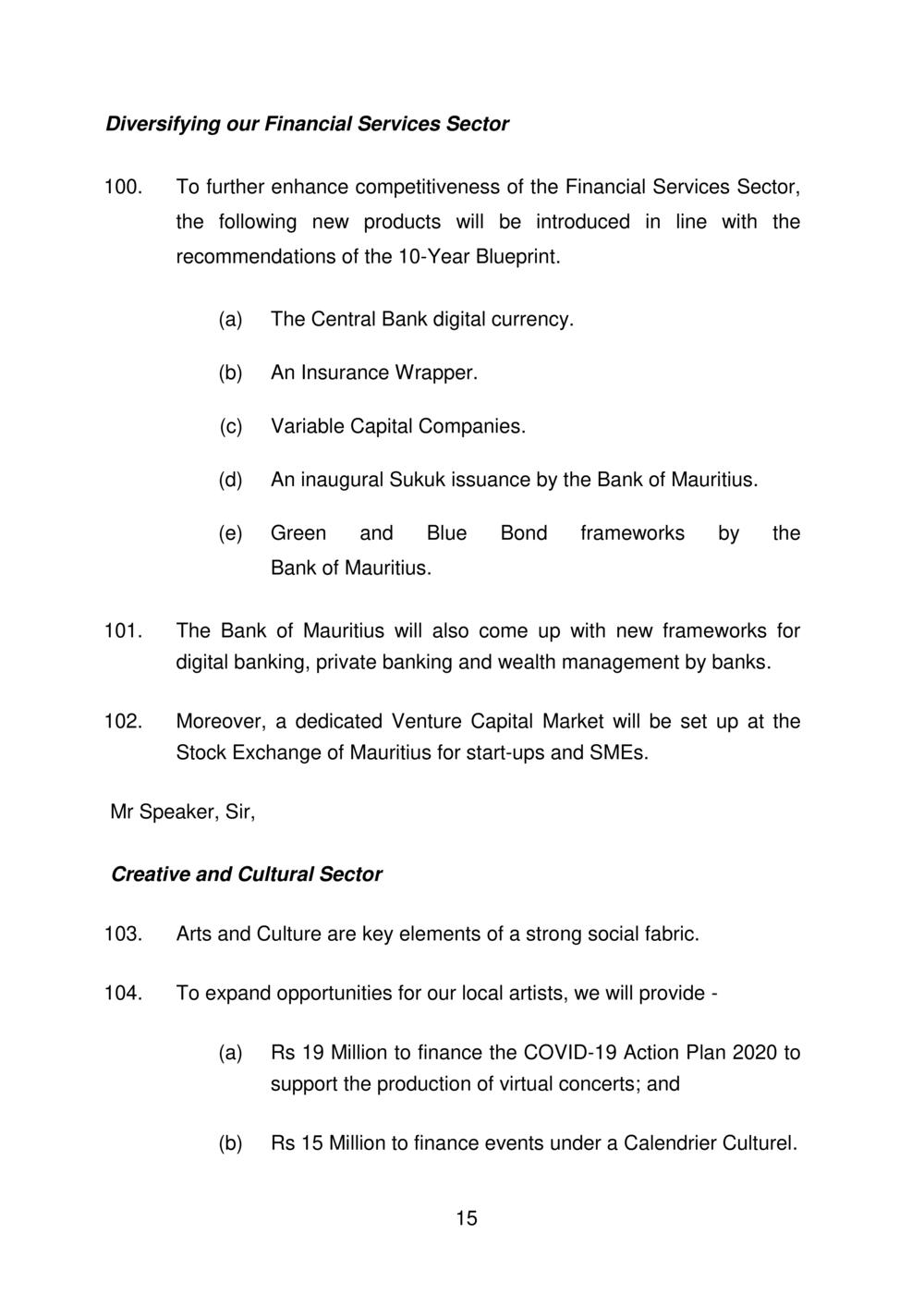 Budget Speech Mauritius 2020-2021