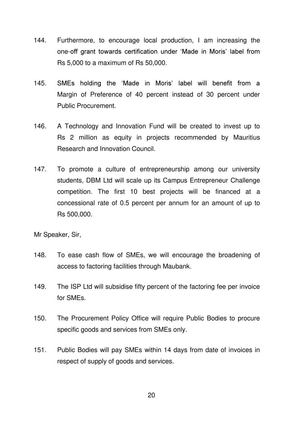 Budget Speech Mauritius 2020-2021