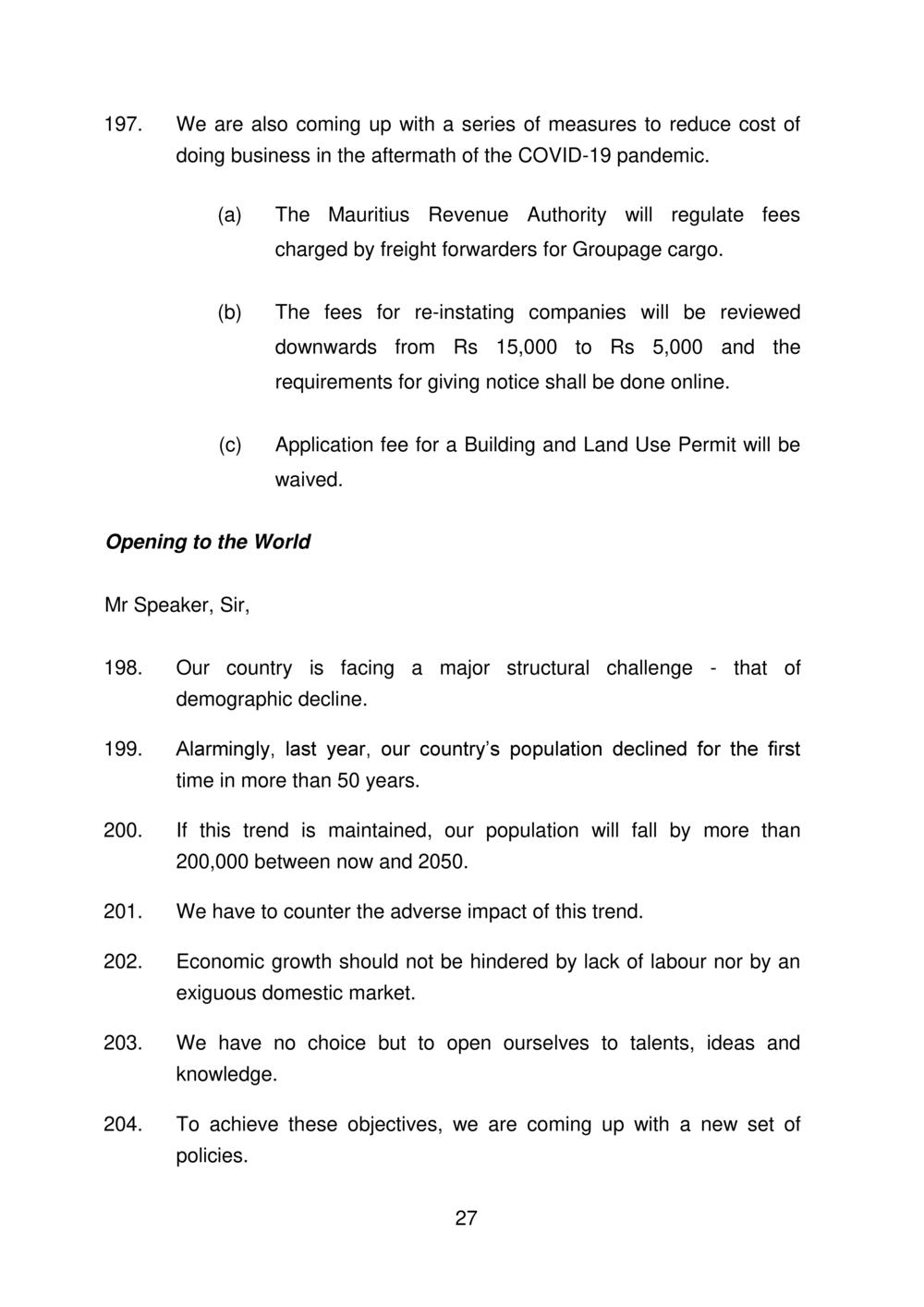 Budget Speech Mauritius 2020-2021