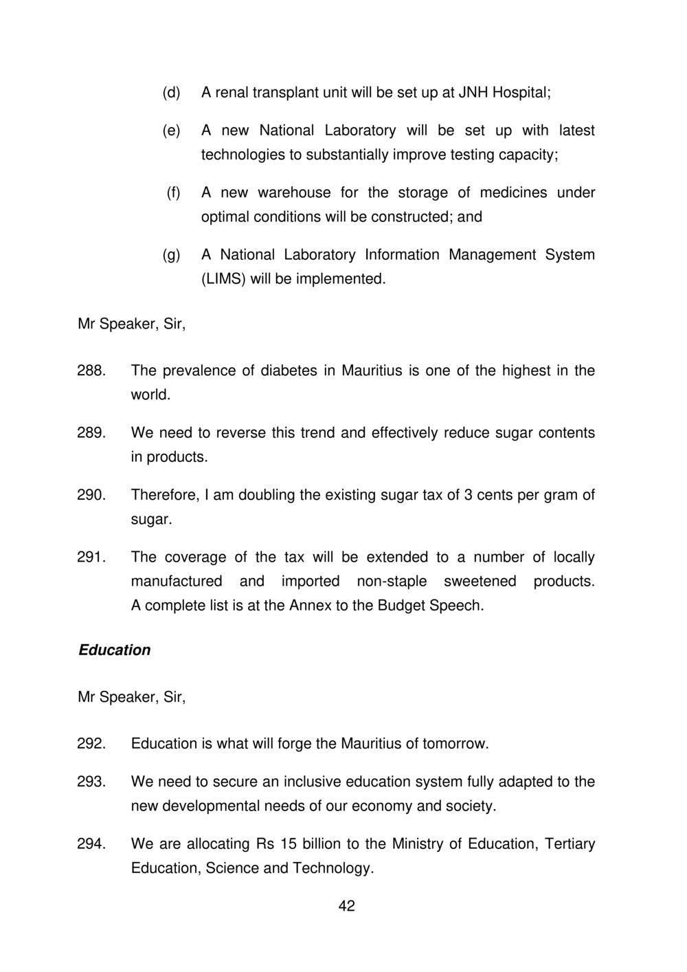 Budget Speech Mauritius 2020-2021