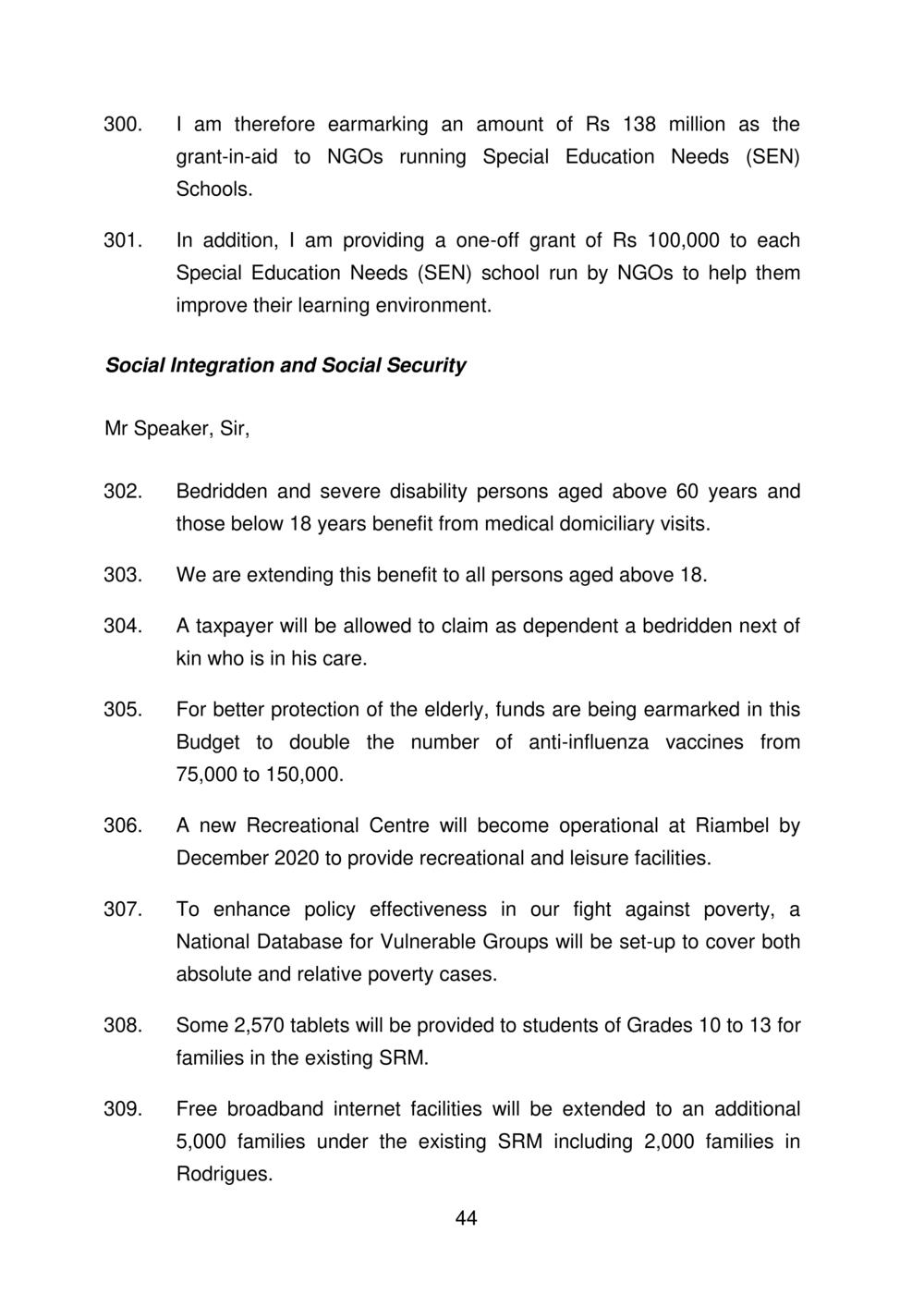 Budget Speech Mauritius 2020-2021