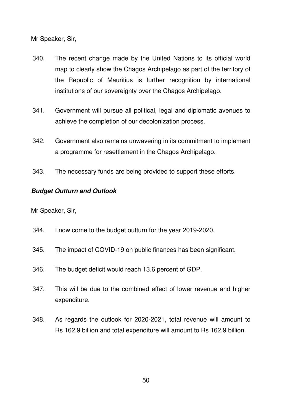 Budget Speech Mauritius 2020-2021